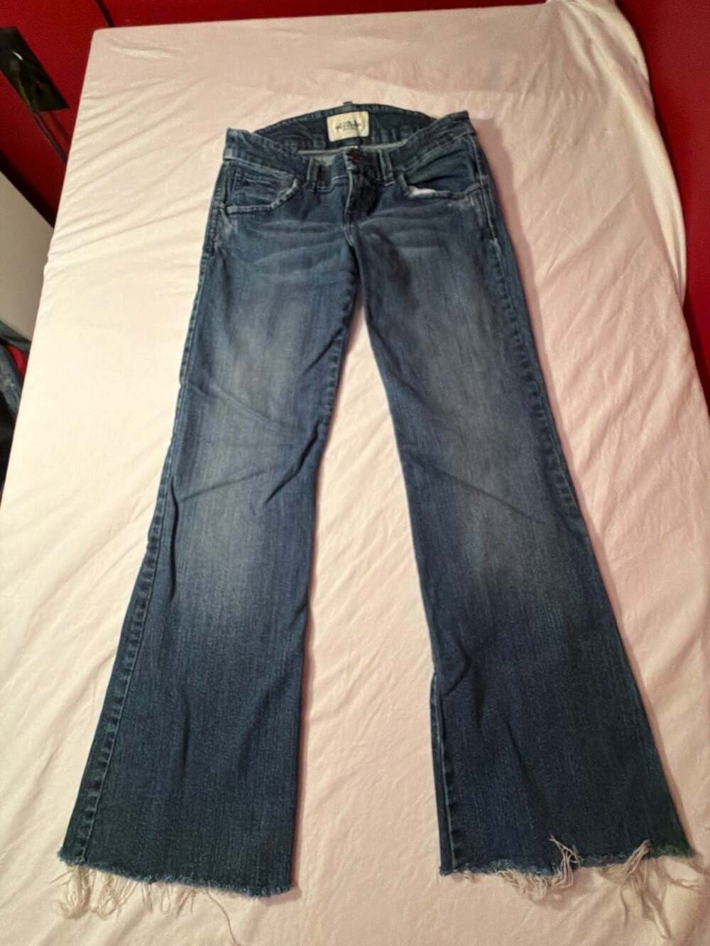 Abercrombie & Fitch Vintage Low Rise Flare Jeans with Raw Hem